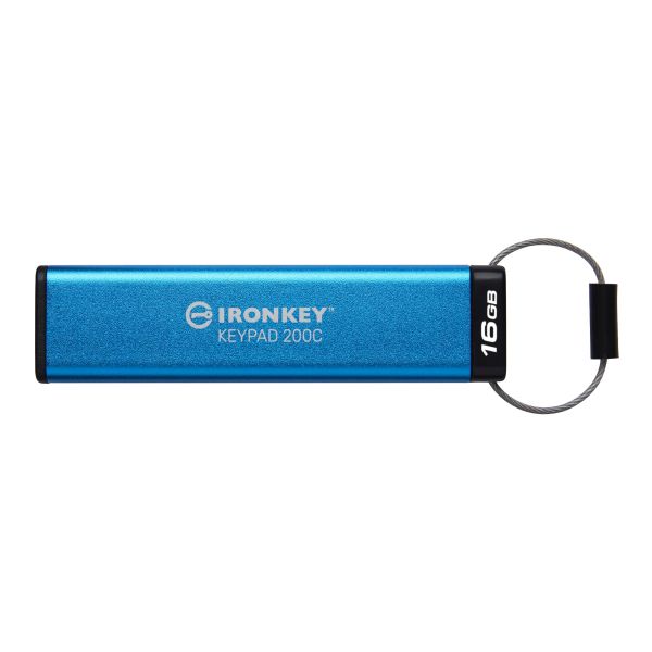 Kingston Technology IronKey Keypad 200 USB flash drive 16 GB USB Type-C 3.2 Gen 1 (3.1 Gen 1) Blauw (IKKP200C/16GB)