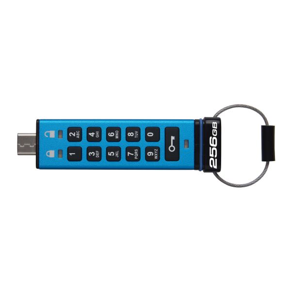 Kingston Technology IronKey Keypad 200 USB flash drive 256 GB USB Type-C 3.2 Gen 1 (3.1 Gen 1) Blauw (IKKP200C/256GB)