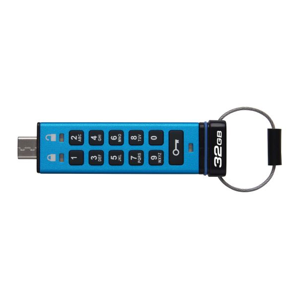 Kingston Technology IronKey Keypad 200 USB flash drive 32 GB USB Type-C 3.2 Gen 1 (3.1 Gen 1) Blauw (IKKP200C/32GB)