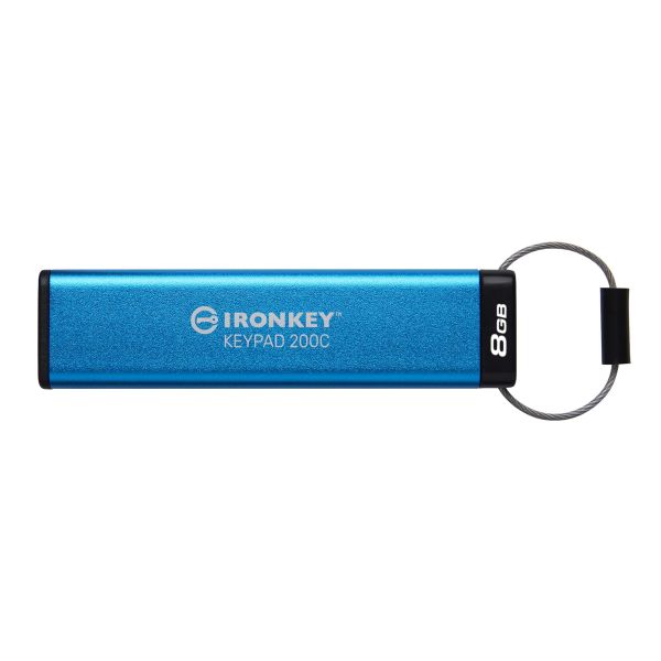 Kingston Technology IronKey Keypad 200 USB flash drive 8 GB USB Type-C 3.2 Gen 1 (3.1 Gen 1) Blauw (IKKP200C/8GB)