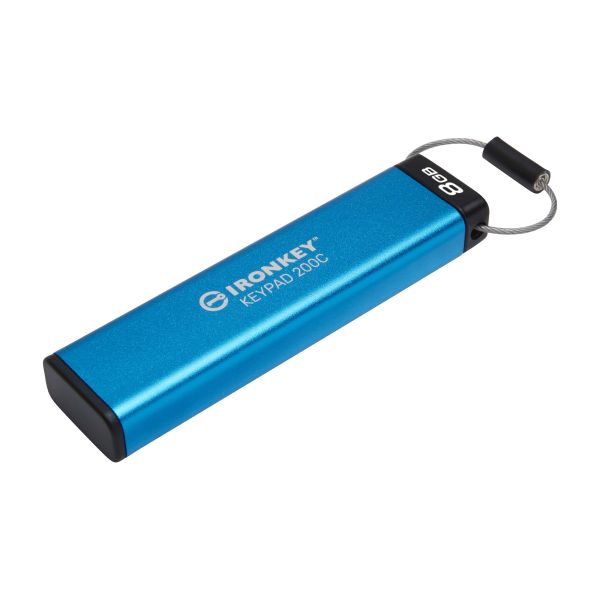 Kingston Technology IronKey Keypad 200 USB flash drive 8 GB USB Type-C 3.2 Gen 1 (3.1 Gen 1) Blauw (IKKP200C/8GB) Kingston Technology IronKey Keypad 200 USB flash drive 8 GB USB Type-C 3.2 Gen 1 (3.1 Gen 1) Blauw (IKKP200C/8GB)