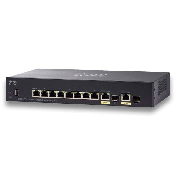 Cisco Small Business SF352-08P Managed L2/L3 Fast Ethernet (10/100) Power over Ethernet (PoE) 1U Zwart (SF352-08P-K9-EU) Cisco Small Business SF352-08P Managed L2/L3 Fast Ethernet (10/100) Power over Ethernet (PoE) 1U Zwart (SF352-08P-K9-EU)