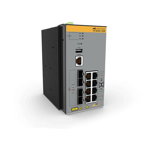Allied Telesis AT-IE340-12GP-80 Managed L3 Gigabit Ethernet (10/100/1000) Power over Ethernet (PoE) Grijs (AT-IE340-12GP-80)