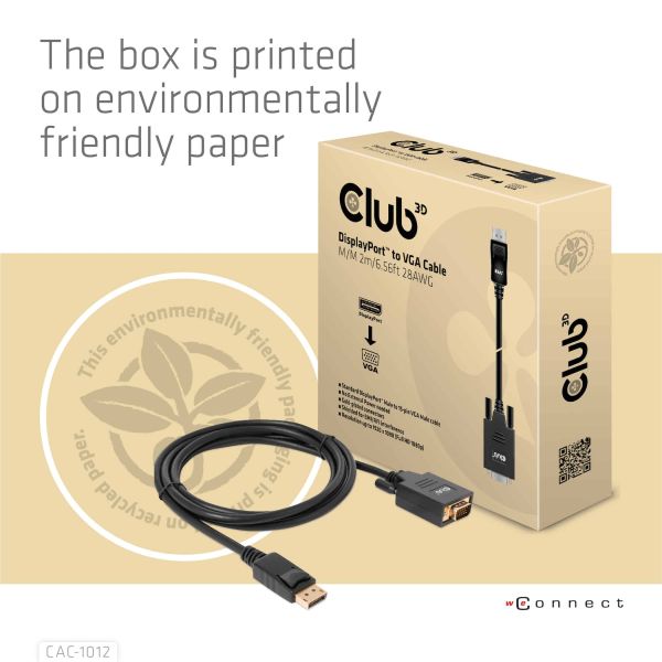 CLUB3D DisplayPort to VGA Cable M/M (CAC-1012)