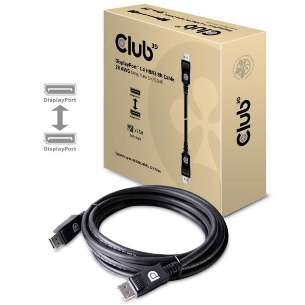 CLUB3D DisplayPort 1.4 HBR3 8K Kabel Male/Male 3 meter (CAC-1060)