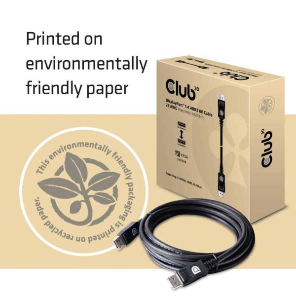 CLUB3D DisplayPort 1.4 HBR3 8K Kabel Male/Male 3 meter (CAC-1060)