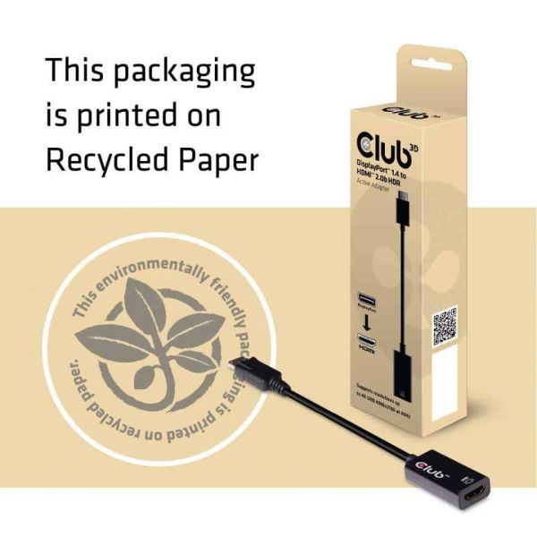 CLUB3D DisplayPort 1.4 to HDMI 2.0b HDR Active Adapter (CAC-1080)