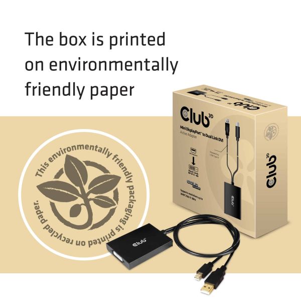 CLUB3D MiniDisplayPort 1.2a to Dual Link DVI-D Active Adapter (CAC-1130)