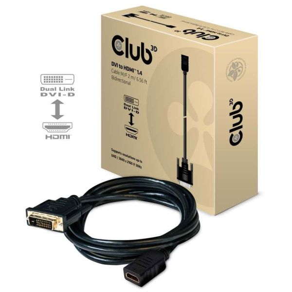 CLUB3D DVI to HDMI 1.4 Cable M/F 2 meter Bidirectional (CAC-1211)