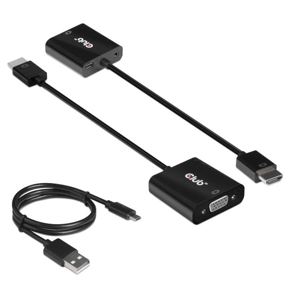CLUB3D CAC-1302 video kabel adapter 0,5 m HDMI Type A (Standaard) VGA (D-Sub) Zwart (CAC-1302)