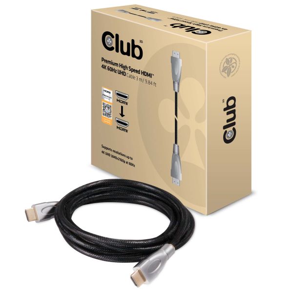 CLUB3D HDMI 2.0 Cable 3Meter UHD 4K/60Hz 18Gbps Certified Premium High Speed (CAC-1310)