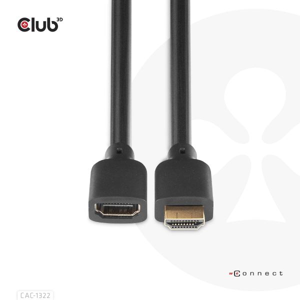 CLUB3D Ultra High Speed HDMI Extension Cable 4K120Hz 8K60Hz 48Gbps M/F 1 m / 3.28 ft 30AWG (CAC-1322)