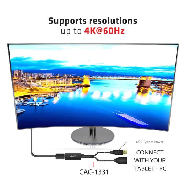 CLUB3D HDMI 2.0 TO DISPLAYPORT 1.2 4K60HZ HDR M/F ACTIVE ADAPTER Zwart (CAC-1331)