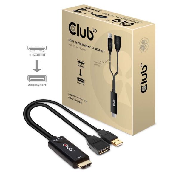 CLUB3D HDMI 2.0 TO DISPLAYPORT 1.2 4K60HZ HDR M/F ACTIVE ADAPTER Zwart (CAC-1331) CLUB3D HDMI 2.0 TO DISPLAYPORT 1.2 4K60HZ HDR M/F ACTIVE ADAPTER Zwart (CAC-1331)