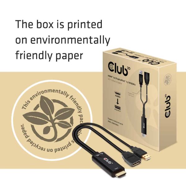 CLUB3D HDMI 2.0 TO DISPLAYPORT 1.2 4K60HZ HDR M/F ACTIVE ADAPTER Zwart (CAC-1331)