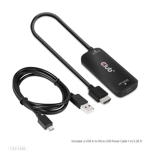 CLUB3D HDMI + Micro USB to USB Type-C 4K120Hz or 8K30Hz M/F Active Adapter (CAC-1336)