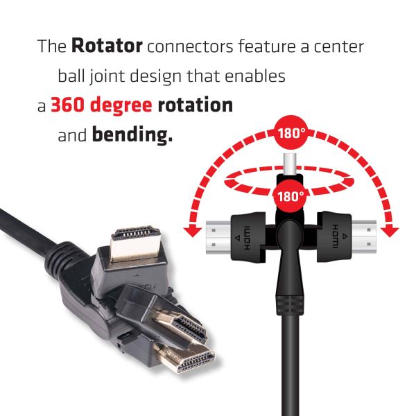 CLUB3D HDMI 2.0 4K60Hz UHD 360 Graden roterende kabel 2 meter (CAC-1360)