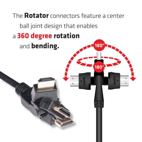 CLUB3D HDMI 2.0 4K60Hz UHD 360 Graden roterende kabel 2 meter (CAC-1360)