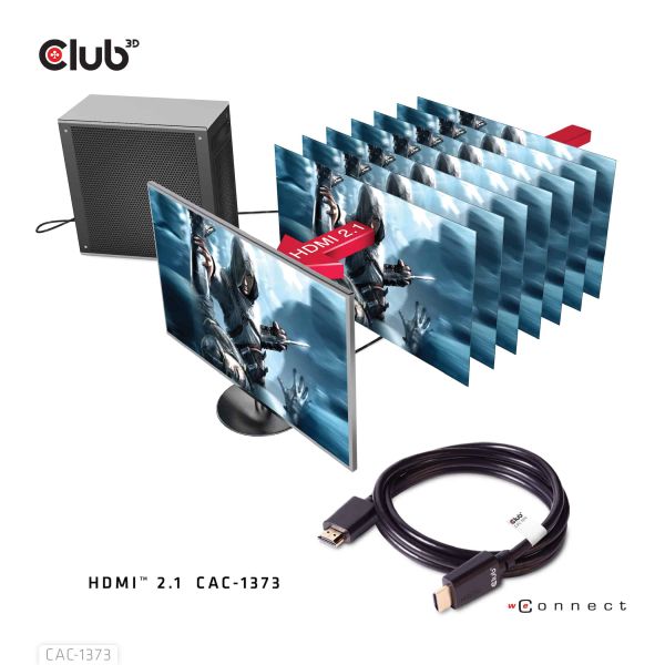 CLUB3D Ultra High Speed ​​HDMI™2.1 gecertificeerde kabel 4K120Hz, 8K60Hz 48Gbps M/V 3 meter (CAC-1373)