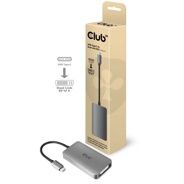 CLUB3D USB3.2 Gen1 Type-C to Dual Link DVI-D HDCP AAN versie Actieve Adapter M/V (CAC-1510)