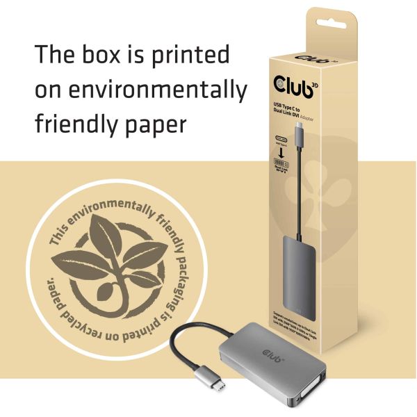 CLUB3D USB3.2 Gen1 Type-C to Dual Link DVI-D HDCP AAN versie Actieve Adapter M/V (CAC-1510)