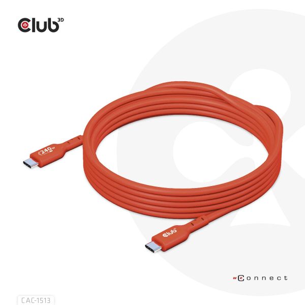 CLUB3D USB2 Type-C Bi-Directional USB-IF Certified Cable Data 480Mb, PD 240W(48V/5A) EPR M/M 3m / 9.84 ft (CAC-1513)