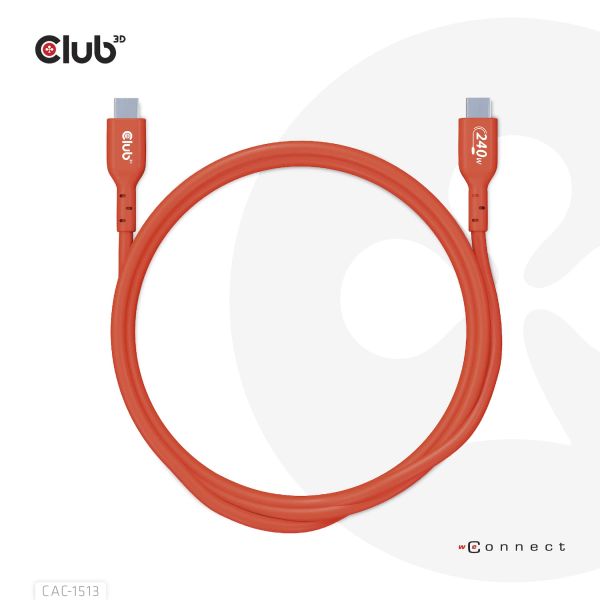CLUB3D USB2 Type-C Bi-Directional USB-IF Certified Cable Data 480Mb, PD 240W(48V/5A) EPR M/M 3m / 9.84 ft (CAC-1513)