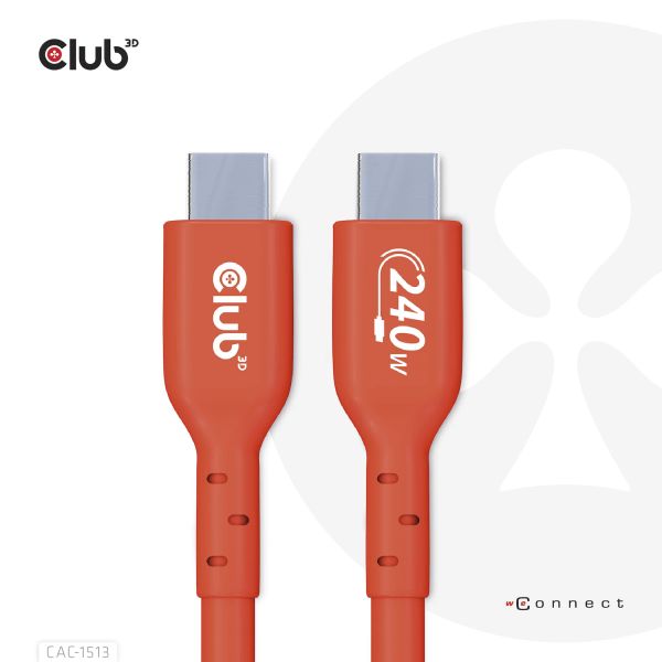 CLUB3D USB2 Type-C Bi-Directional USB-IF Certified Cable Data 480Mb, PD 240W(48V/5A) EPR M/M 3m / 9.84 ft (CAC-1513)