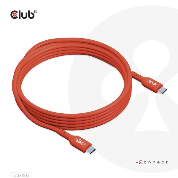 CLUB3D USB2 Type-C Bi-Directional USB-IF Certified Cable Data 480Mb, PD 240W(48V/5A) EPR M/M 3m / 9.84 ft (CAC-1513)