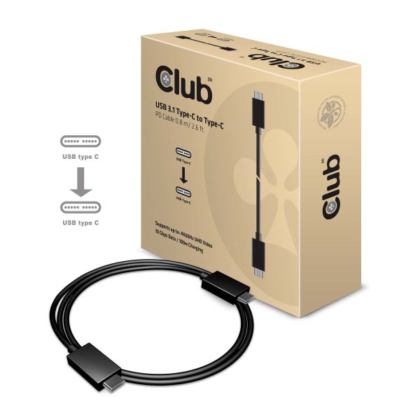 CLUB3D USB Type-C Gen 2 actieve kabel - 4K60Hz, 10Gbps(data) Opladen op 100W M/V 1 m ook geschikt voor Apple Macs (CAC-1522)