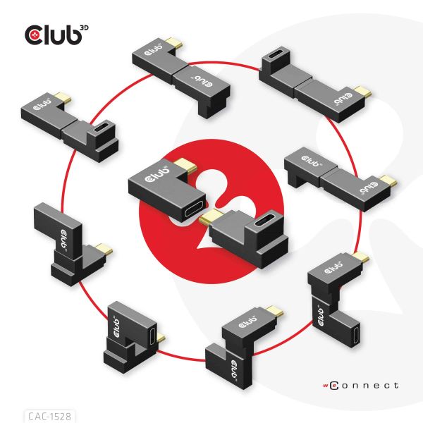 CLUB3D USB Type-C Gen2 Angled Adapter set van 2 - 4K120Hz M/V (CAC-1528)