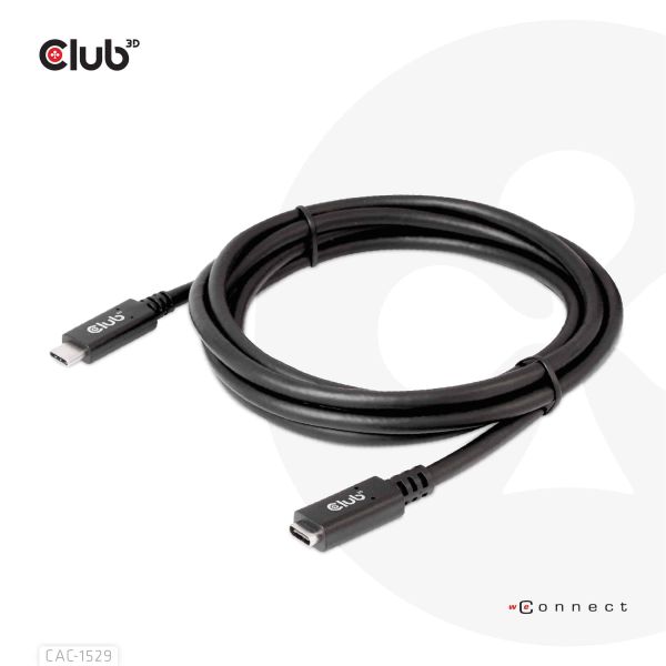 CLUB3D USB Gen1 Type-C Extensie kabel 5Gbps 60W(20V/3A) 4K60Hz M/F 1m/3.28ft (CAC-1531)