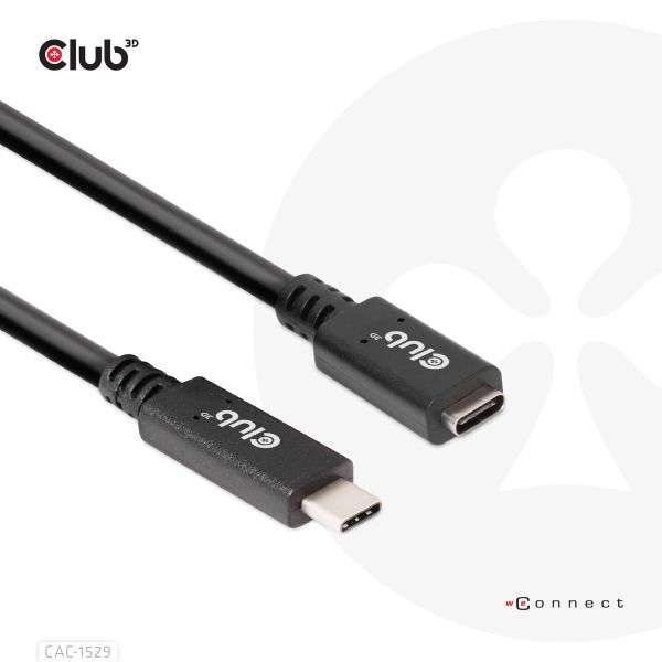 CLUB3D USB Gen1 Type-C Extensie kabel 5Gbps 60W(20V/3A) 4K60Hz M/F 1m/3.28ft (CAC-1531) CLUB3D USB Gen1 Type-C Extensie kabel 5Gbps 60W(20V/3A) 4K60Hz M/F 1m/3.28ft (CAC-1531)