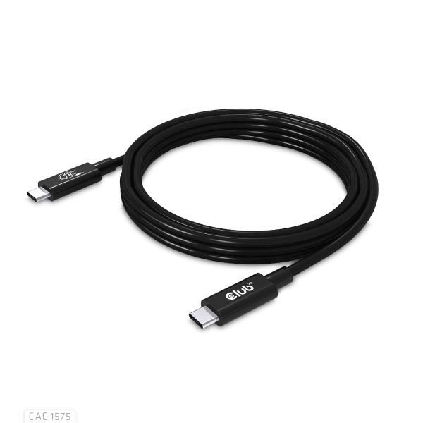 CLUB3D USB4 Gen2x2 Type-C Bi-Directional Cable 4K60Hz, Data 20Gbps, PD 240W(48V/5A) EPR M/M 2m USB IF GECERTIFCIEERD (CAC-1575)
