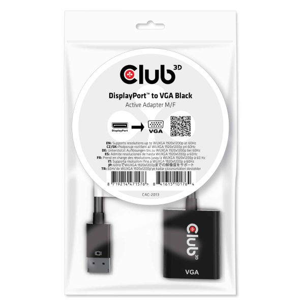 CLUB3D DisplayPort™ to VGA Black Active Adapter M/V (CAC-2013) CLUB3D DisplayPort™ to VGA Black Active Adapter M/V (CAC-2013)