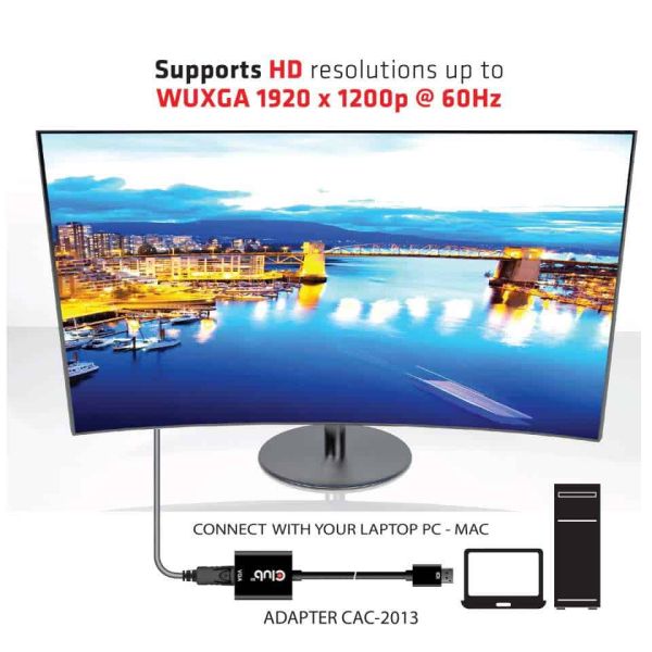 CLUB3D DisplayPort™ to VGA Black Active Adapter M/V (CAC-2013)