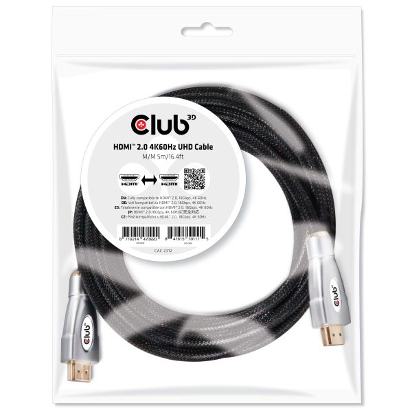 CLUB3D HDMI 2.0 4K60Hz UHD Cable 5m (CAC-2312)