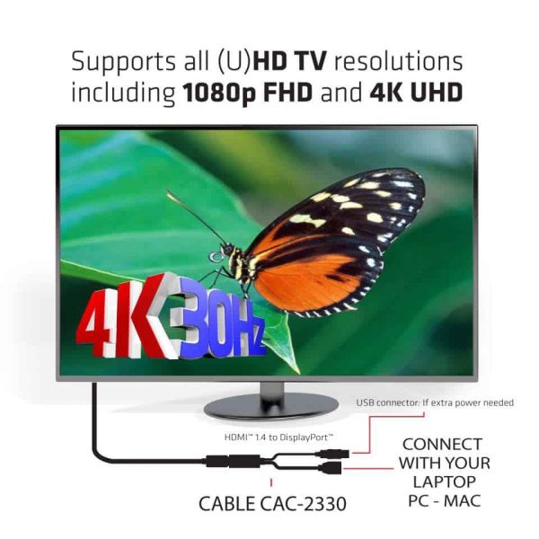CLUB3D HDMI™ Naar DisplayPort™ Adapter M/V met USB voeding (CAC-2330)