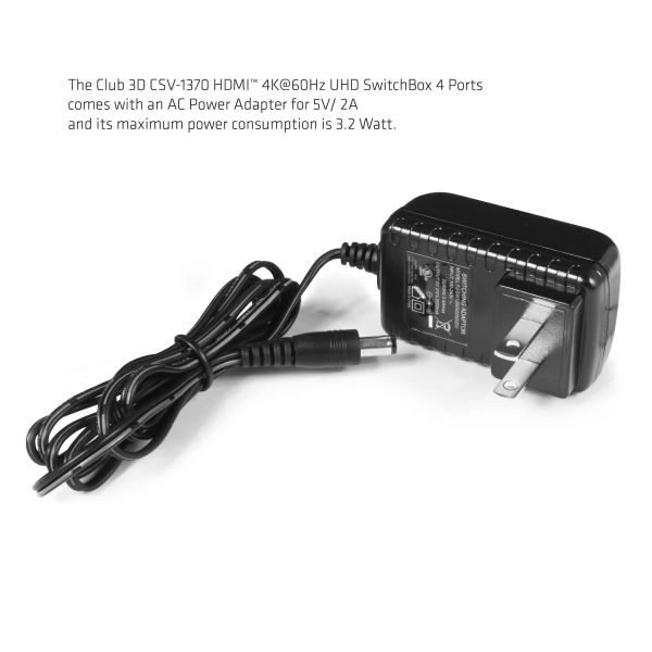 CLUB3D HDMI™ 2.0 UHD 4K60Hz SwitchBox 4 poorten en inbegrepen IR-afstandsbediening (CSV-1370)