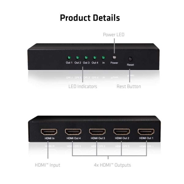 CLUB3D HDMI™ 4K@60Hz UHD Splitter AC Power 4 ports (CSV-1380)
