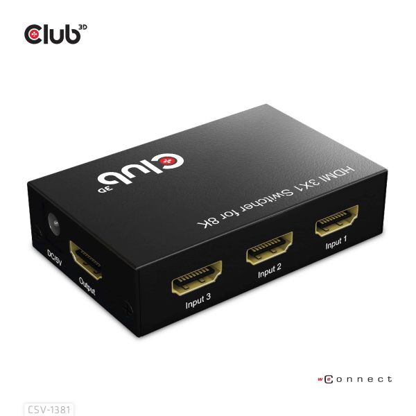 CLUB3D 3 to 1 HDMI™ 8K60Hz/4K120Hz Switch (CSV-1381)