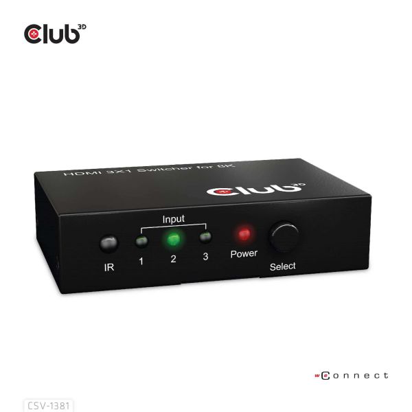 CLUB3D 3 to 1 HDMI™ 8K60Hz/4K120Hz Switch (CSV-1381)