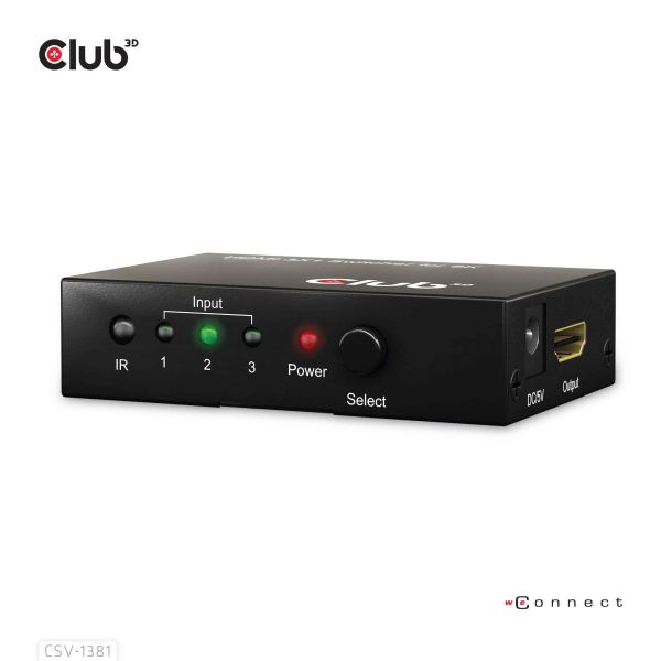 CLUB3D 3 to 1 HDMI™ 8K60Hz/4K120Hz Switch (CSV-1381)