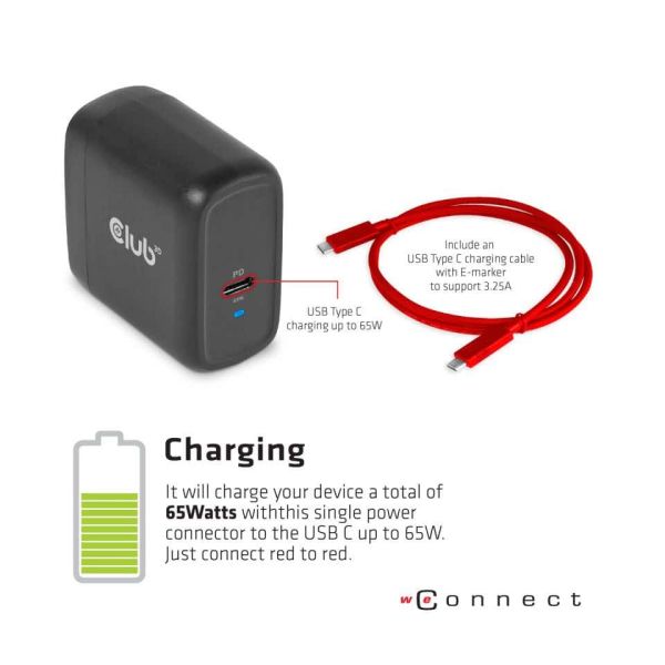 CLUB3D UNIVERSEEL USB Gen1 Type-C Triple Display Dockstation met 65 Watt voor het opladen van een lichte laptop * 1x VGA, 1x HDMI, 1x DP* ( DP ALT MODUS) (CSV-1564W65)