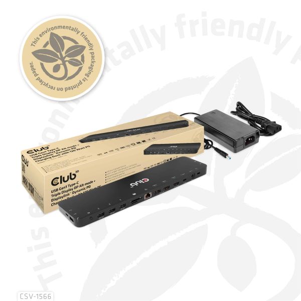 CLUB3D Universeel Docking station met 120W max/Power adapter voor het opladen van de allerzwaarste laptops met USB type C aansluiting, 2x HDMI, 1x DP( DisplayLink™ gecertificieerd en DP alt modus ) (CSV-1566)