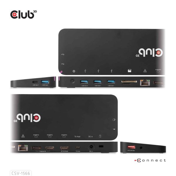 CLUB3D Universeel Docking station met 120W max/Power adapter voor het opladen van de allerzwaarste laptops met USB type C aansluiting, 2x HDMI, 1x DP( DisplayLink™ gecertificieerd en DP alt modus ) (CSV-1566)