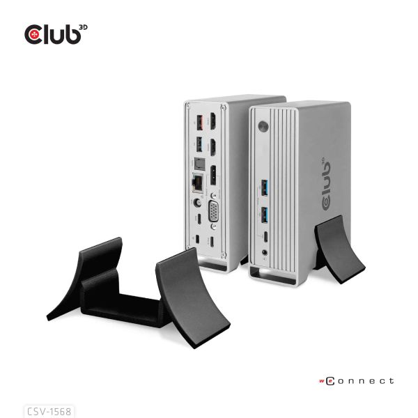 CLUB3D USB type C Universeel docking station 2x USB Gen2 Type-A 1x USB Gen1 Type-A 1x USB Type-A (ROOD) Smart Charging-poort 5V/2.4A Max. • 2x HDMI (DP Alt Mode) 1x DP (DP Alt Mode) 1x VGA 1x RJ45 max.120 Watt opladen (CSV-1568)