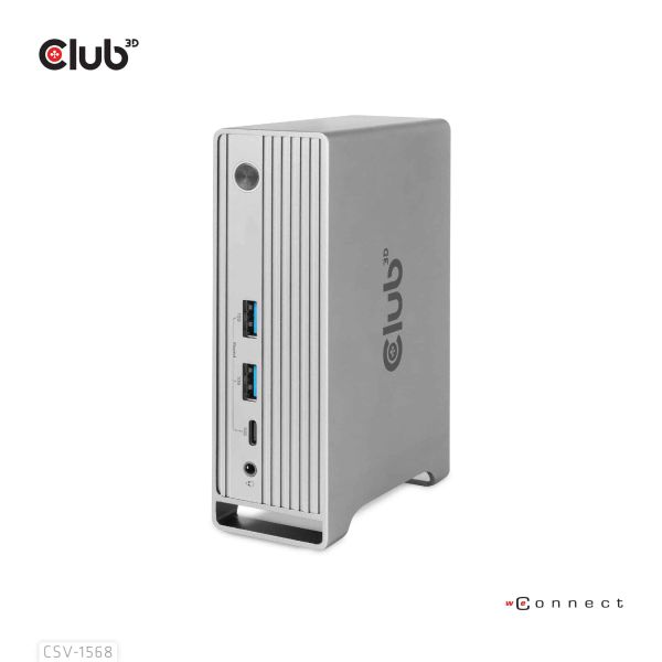 CLUB3D USB type C Universeel docking station 2x USB Gen2 Type-A 1x USB Gen1 Type-A 1x USB Type-A (ROOD) Smart Charging-poort 5V/2.4A Max. • 2x HDMI (DP Alt Mode) 1x DP (DP Alt Mode) 1x VGA 1x RJ45 max.120 Watt opladen (CSV-1568)