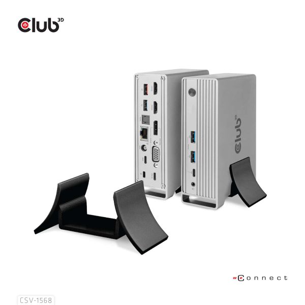 CLUB3D USB type C Universeel docking station 2x USB Gen2 Type-A 1x USB Gen1 Type-A 1x USB Type-A (ROOD) Smart Charging-poort 5V/2.4A Max. • 2x HDMI (DP Alt Mode) 1x DP (DP Alt Mode) 1x VGA 1x RJ45 max.120 Watt opladen (CSV-1568)