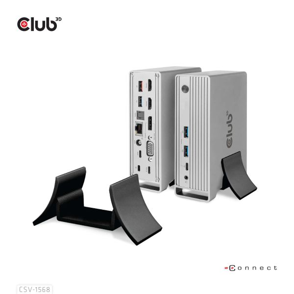 CLUB3D USB type C Universeel docking station 2x USB Gen2 Type-A 1x USB Gen1 Type-A 1x USB Type-A (ROOD) Smart Charging-poort 5V/2.4A Max. • 2x HDMI (DP Alt Mode) 1x DP (DP Alt Mode) 1x VGA 1x RJ45 max.120 Watt opladen (CSV-1568)